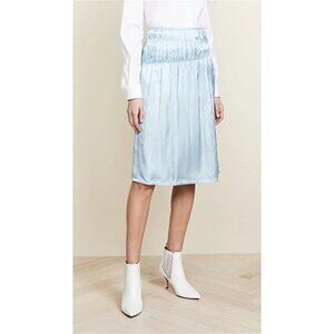 NWT Helmut Lang  Mid Rise Satin Slip Skirt Sky Blue Size 8
